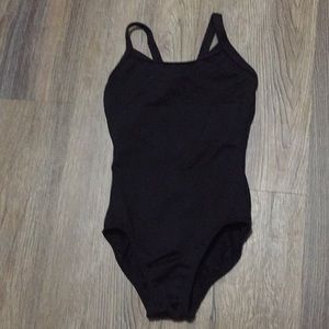 Girls Black Rhinestone Band Leotard Size 6X-7
